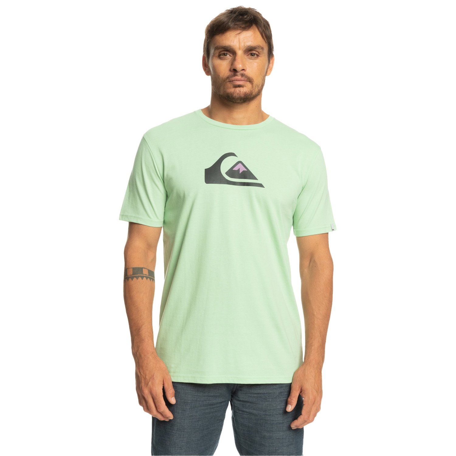 Quiksilver Comp Logo Erkek Tişört - Yeşil - 1