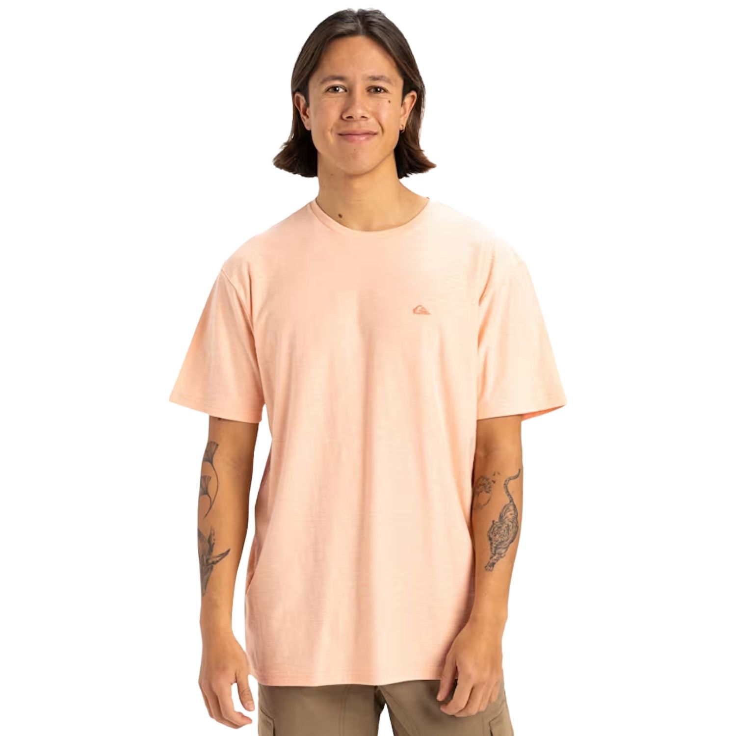 Quiksilver Slub Roundneck Erkek Pembe Tişört - Renkli - 1