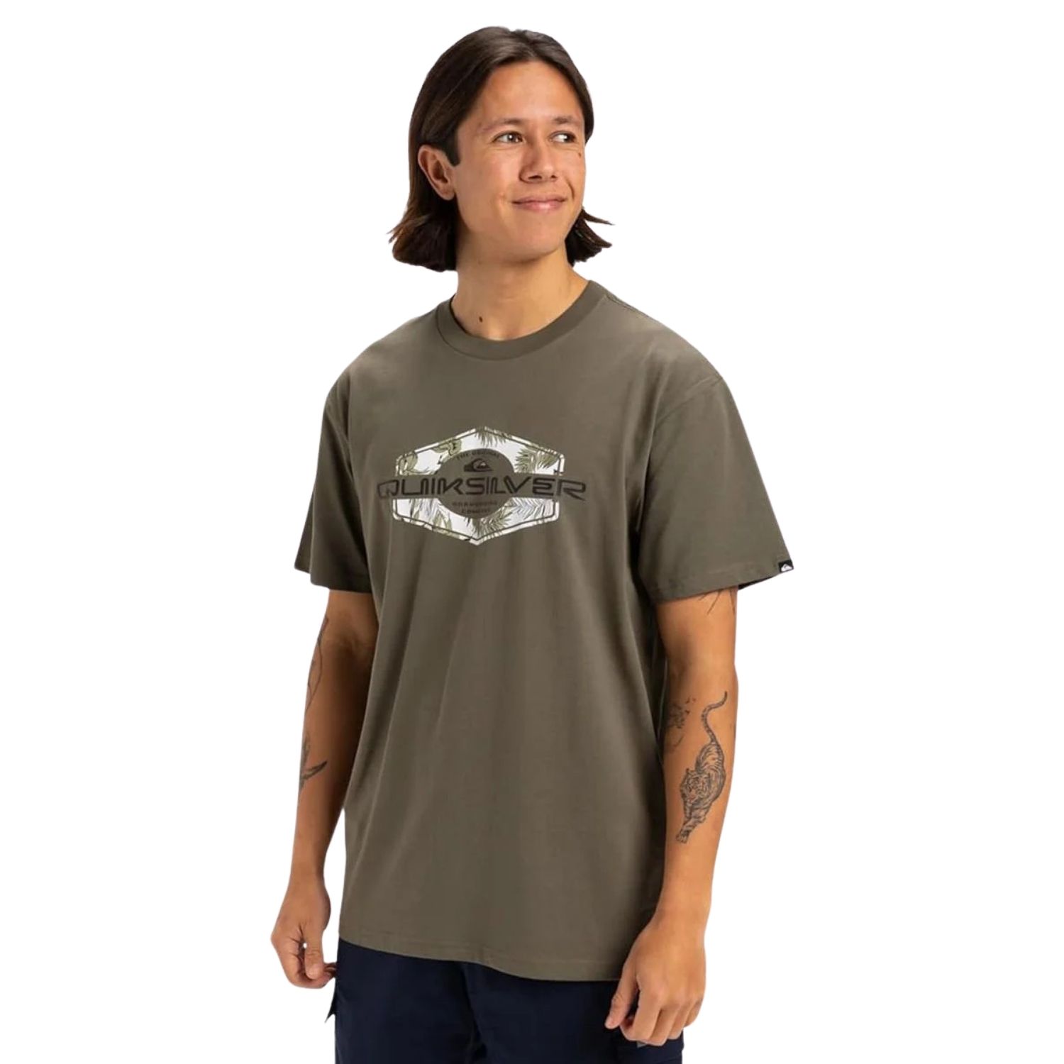 Quiksilver Locked Up Erkek Yeşil Tişört - Haki - 1