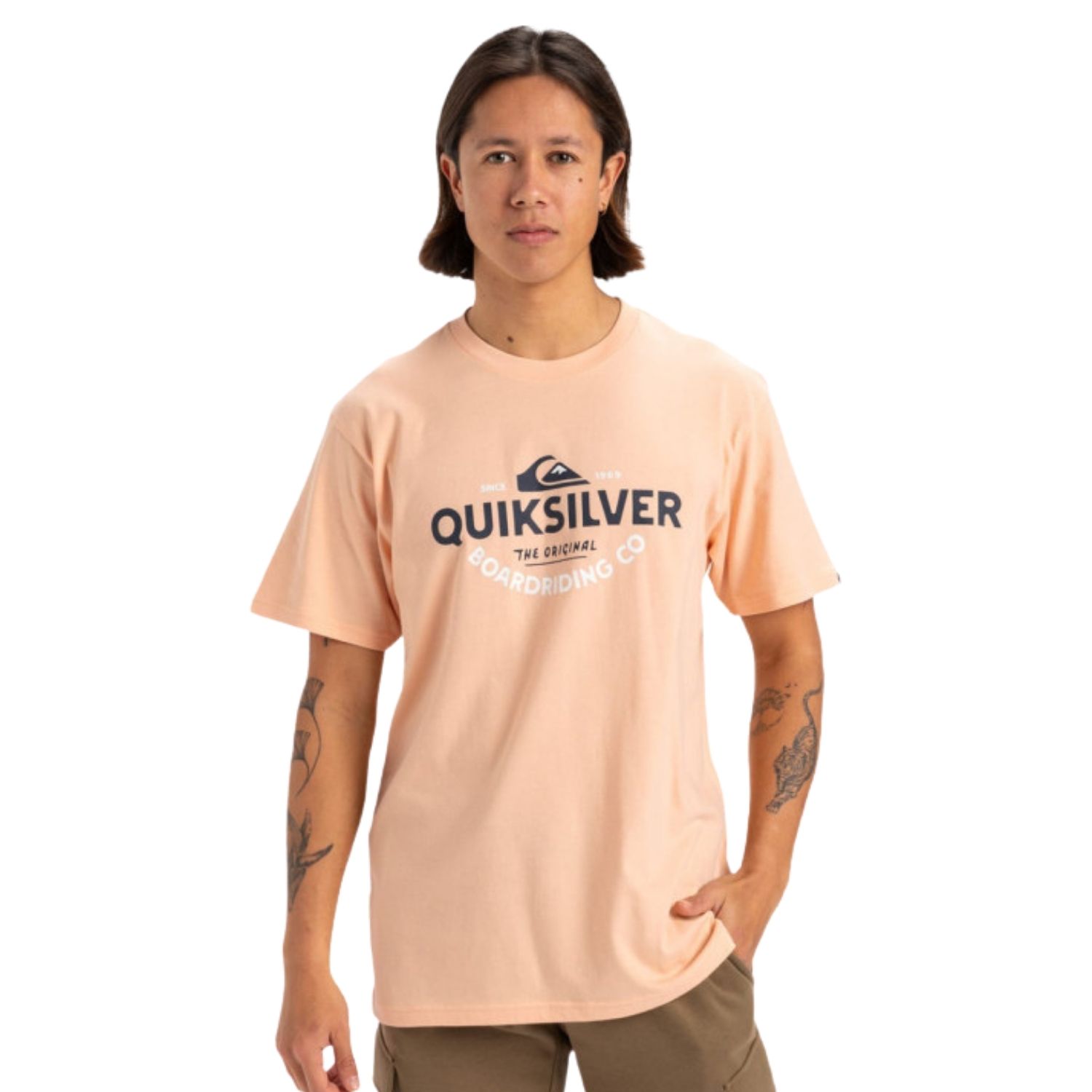 Quiksilver Typed Out Erkek Pembe Tişört - Renkli - 1